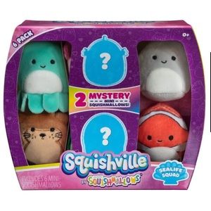 6 Mini Squishmallow Squad Plush Characters Sealife Squad
